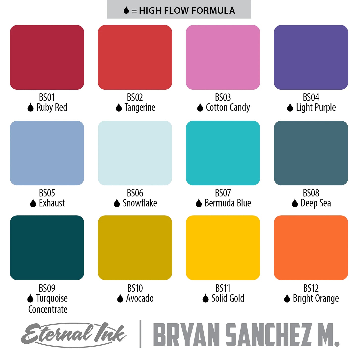 Eternal Tattoo Ink - Bryan Sanchez M. Watercolor Ink Set