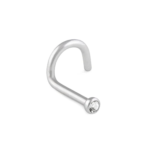 Corkscrew Nostril Ring With Jewel