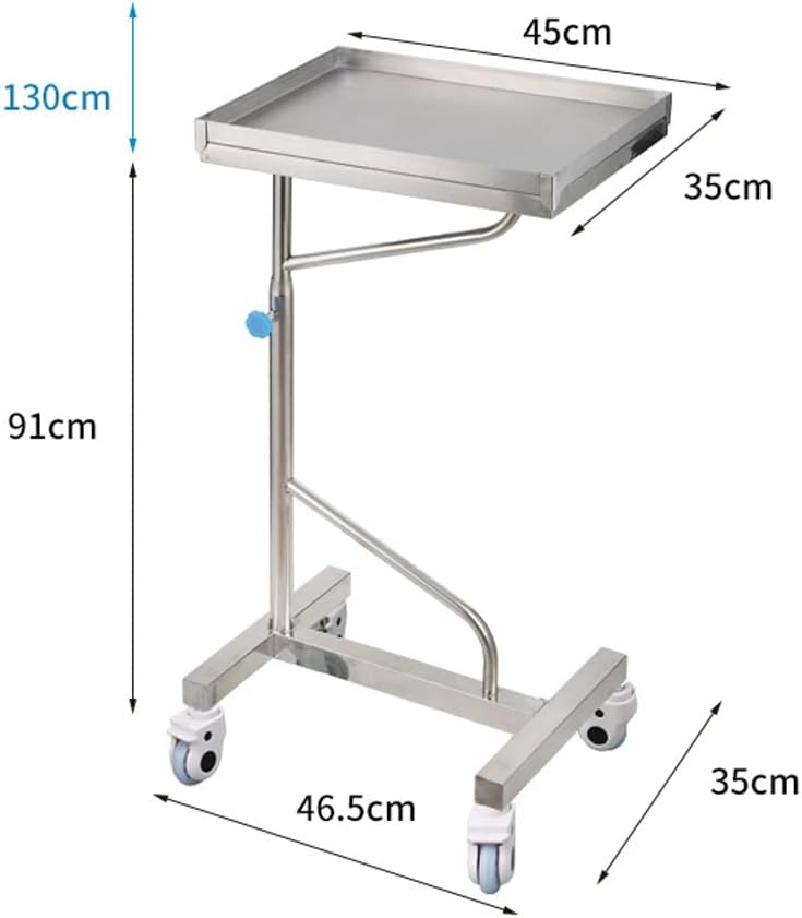 Square Stainless Steel Tattoo Table with Wheels