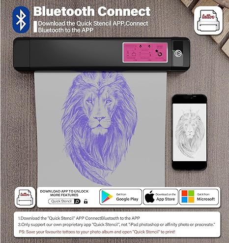 Ozer Quick Stencil Wireless Bluetooth Stencil Printer – New Orleans Tattoo  Supplies