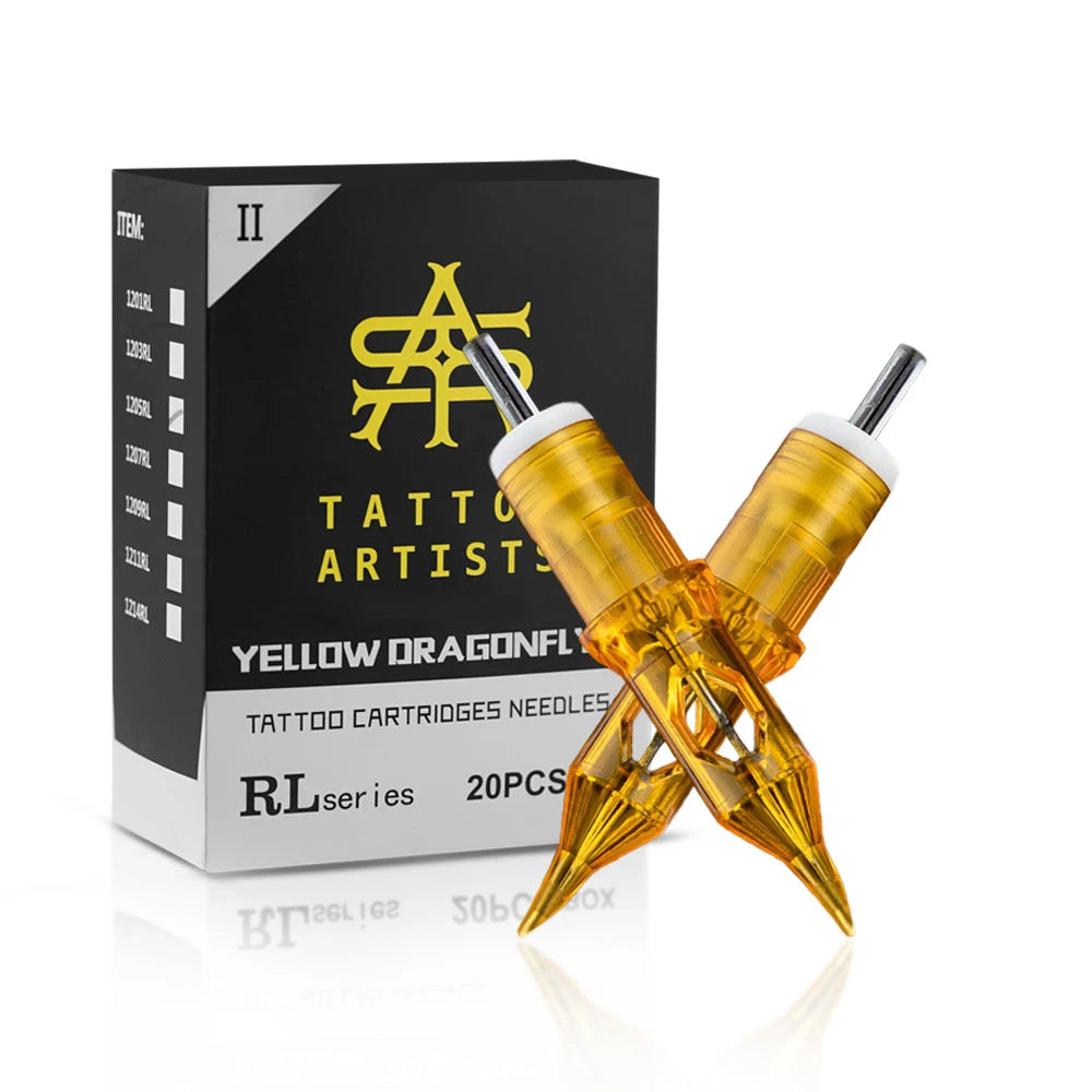 dragonfly cartridge 375 fly reel Yellow Dragonfly Cartridges Round Liners – New Orleans Tattoo Supplies