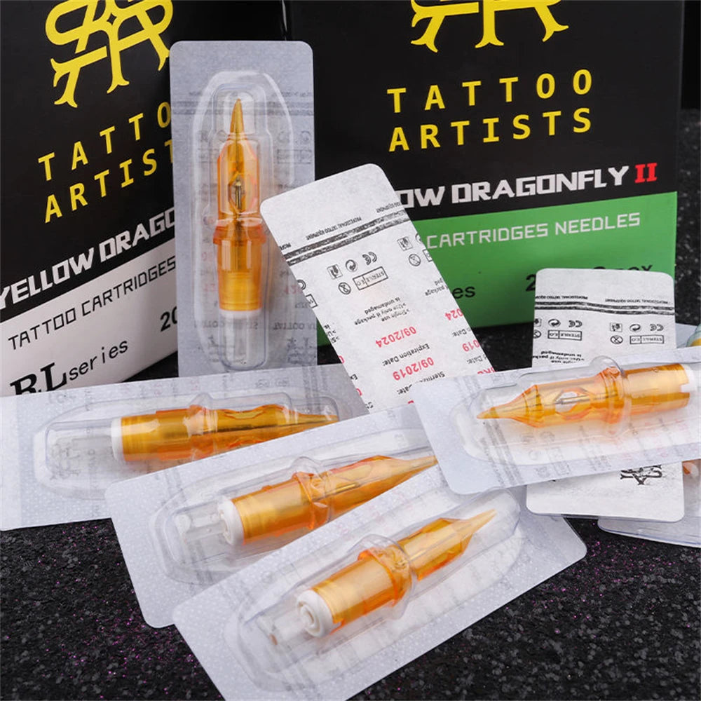 dragonfly cartridge 375 fly reel Yellow Dragonfly Cartridges Round Liners – New Orleans Tattoo Supplies