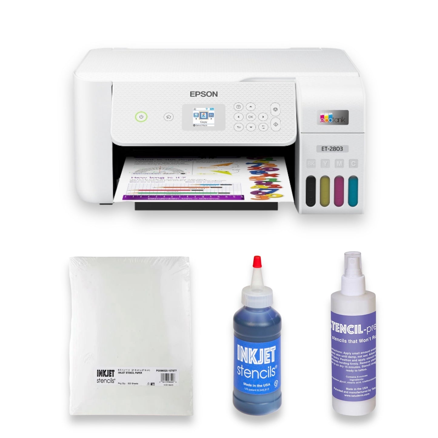 Epson EcoTank Inkjet Tattoo Stencil Printer Combo Package