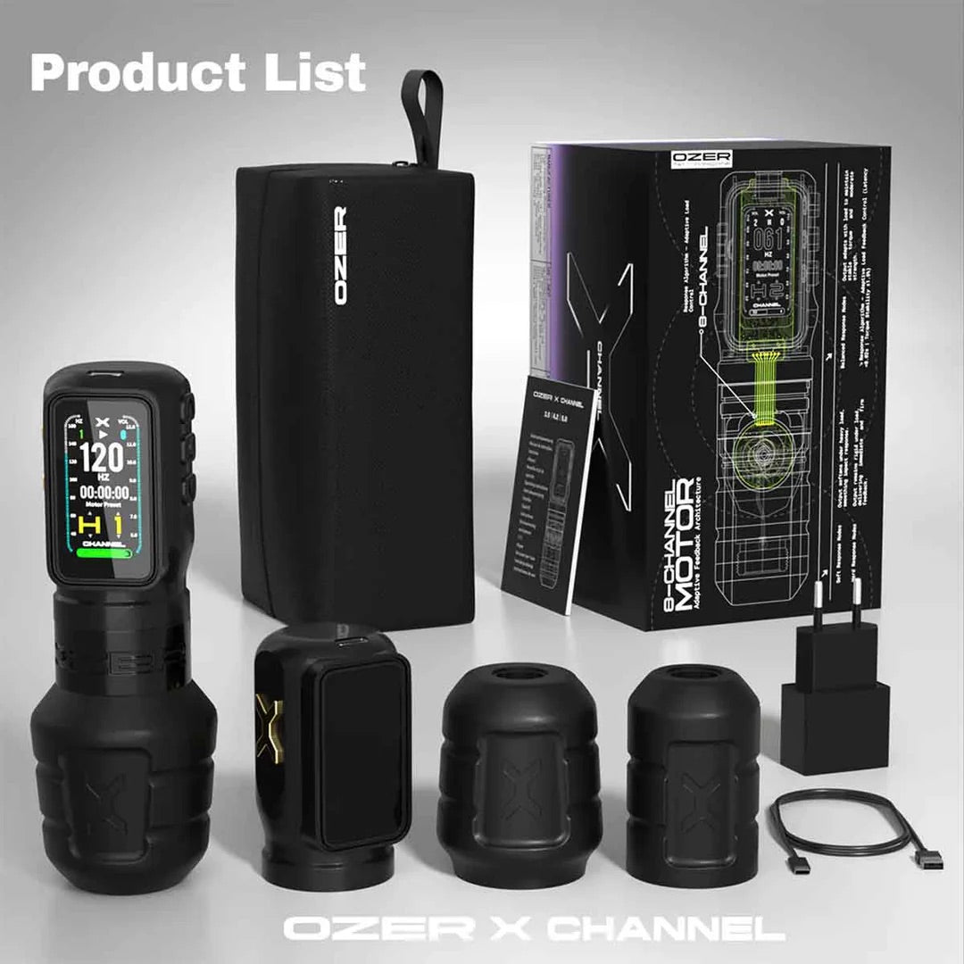 Ozer X-Channel Wireless Tattoo Machine - Full Kit
