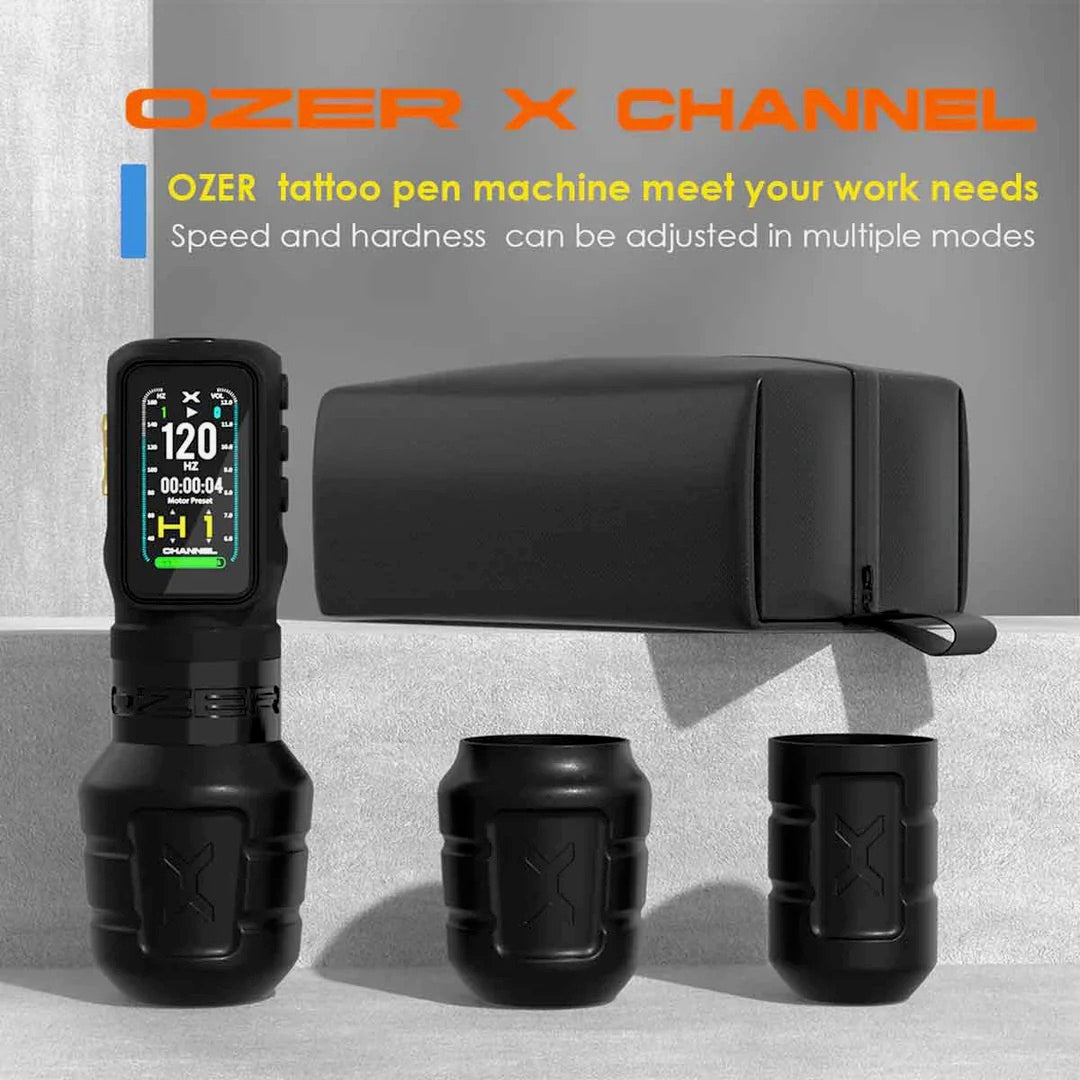 Ozer X-Channel Wireless Tattoo Machine - Full Kit