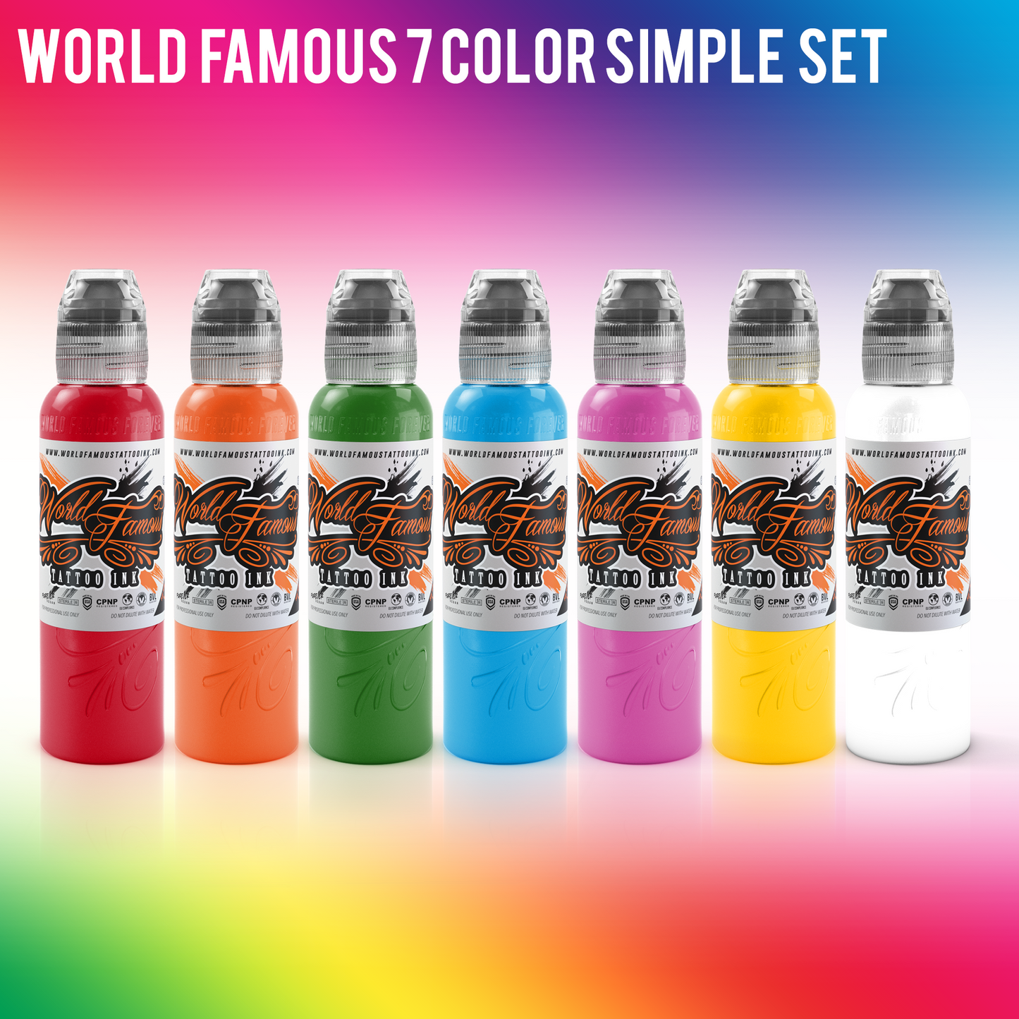 World Famous Tattoo Ink - 7 Color Simple Tattoo Kit - Professional Tattoo Ink in